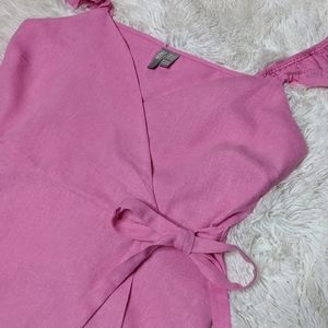 Asos Pink Mock Wrap Top Shirt